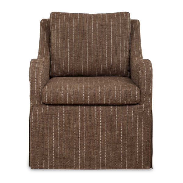 Luisa - Pinstripe Swivel Chair - Brown