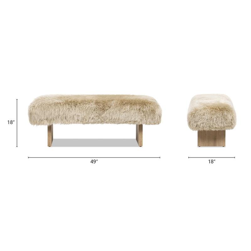 Leda - Sheepskin Fur Rectangular Accent Bench - Natural Blonde - R&R Furniture Gallery (Fountain Valley, CA)