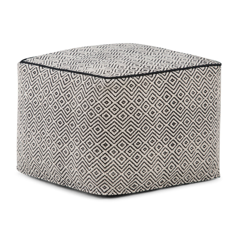 Brynn - Square Pouf - Patterned Black / Natural - R&R Furniture Gallery (Fountain Valley, CA)