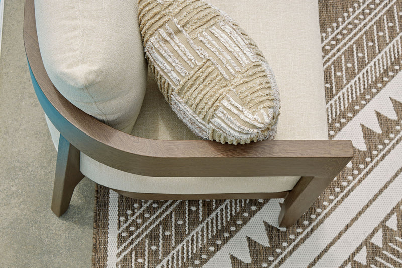 Serene Bay - Loveseat With Cushion - Dark Brown / White - R&R Furniture Gallery (Fountain Valley, CA)