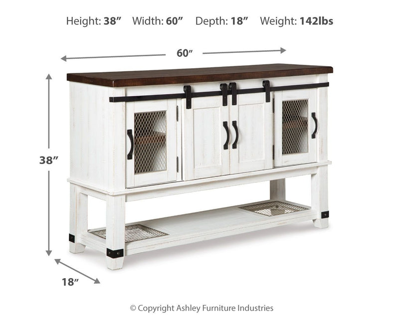 Valebeck - Dining Room Server - White / Brown - R&R Furniture Gallery (Fountain Valley, CA)