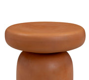 TOV Furniture Lydia side table with a sleek, modern design featuring a round top and angled legs, ideal for living room decor.