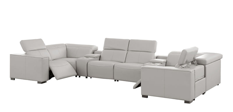1208 - 8 Piece Modular Leather Sectional With 2 Power Recliners & Power Headrests