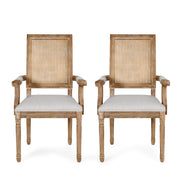 Elegant French country style arm chair with cane backrest by Noble House, showcasing a classic wooden frame and woven cane detail.