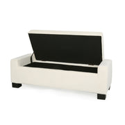 Noble House textured fabric ottoman bench with hinged lid, showcasing a stylish and functional storage piece in a living space.