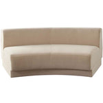 Zelda Curved Armless Sofa in Light Camel Performance Velvet w/ (1) Accent Pillow Ball