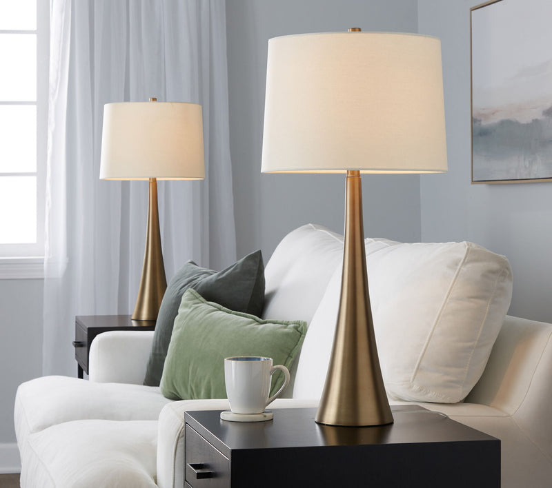 Pair of Lumi Source Diana contemporary table lamps with sleek modern design, featuring cylindrical shades and minimalist bases.