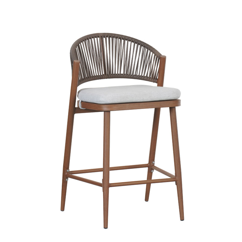 Outdoor 26" Counter Height Metal Frame Counter Stools With Scallop Shaped Backrest & Water Resistant Cushions - R&R Furniture Gallery (Fountain Valley, CA)