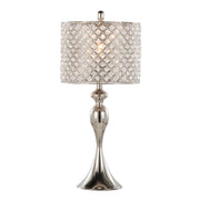 Pair of Lumi Source Ashland contemporary table lamps with square clear crystal bases and polished nickel finishes.