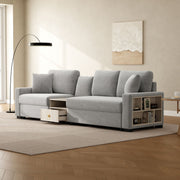 Noble House modular sofa couch with storage armrest and center console, featuring plush seating and contemporary design.