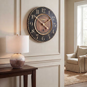 Uttermost Alexandre Martinot 23-inch black wall clock with minimalist design and sleek black finish.