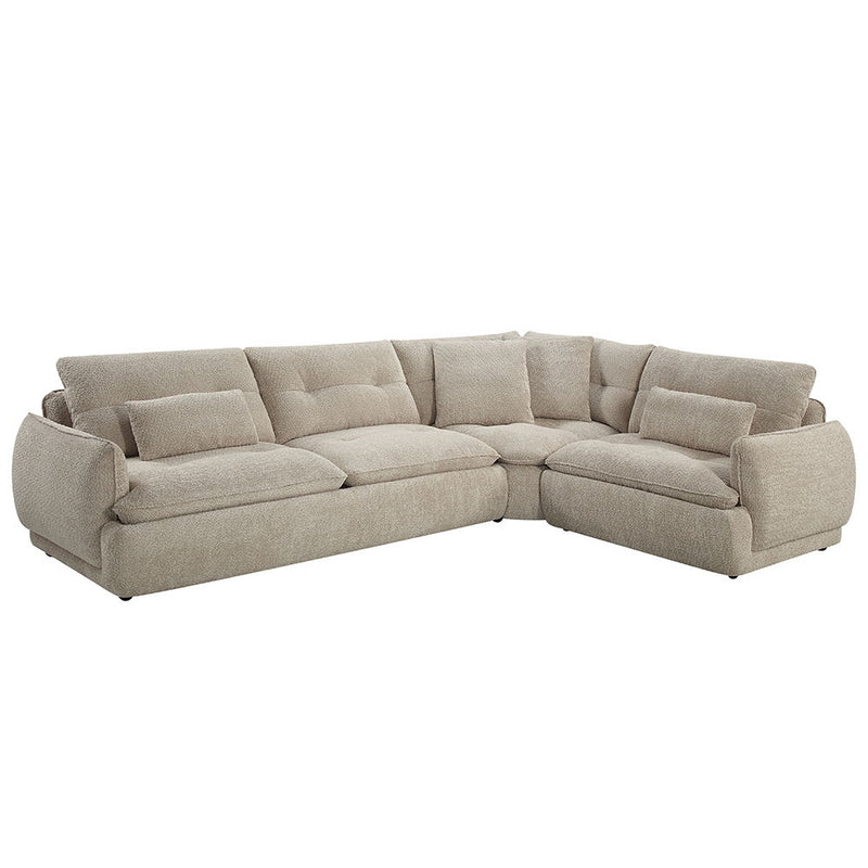 Jonina - Sectional Sofa With 4 Pillows - Beige Chenille - R&R Furniture Gallery (Fountain Valley, CA)