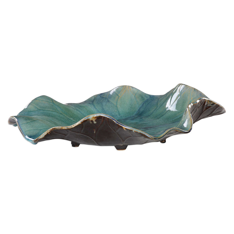Set of three blue ceramic flower wall decor by Uttermost, featuring intricate floral designs for elegant home decoration.