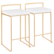 Pair of Lumi Source Fuji contemporary glam design counter stools with sleek seats and metal legs, set of two.