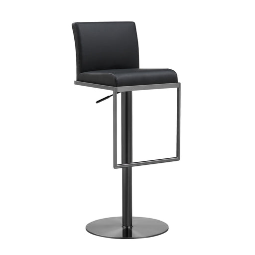 TOV Furniture Amalfi black steel adjustable height barstool with modern design and sleek black finish.