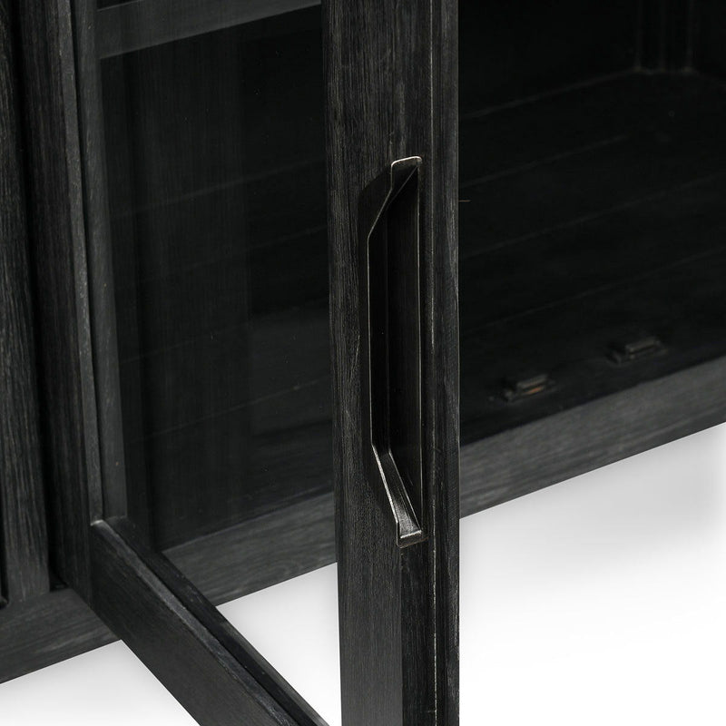 Macarthur - Reclaimed Oak 4 Door Cabinet - Aged Black - R&R Furniture Gallery (Fountain Valley, CA)