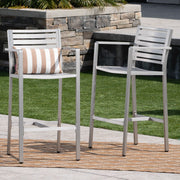 Outdoor Aluminum Rust Proof Barstools (Set of 2) - Silver - R&R Furniture Gallery (Fountain Valley, CA)