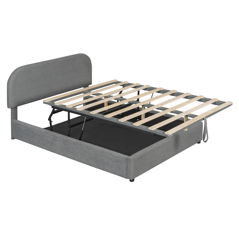 Upholstered Platform Bed With Hydraulic Storage System - R&R Furniture Gallery (Fountain Valley, CA)