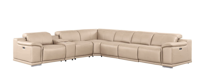 2679 - 7-Piece L-Shaped Power Reclining Sectional In Genuine Leather (4 Recliners)