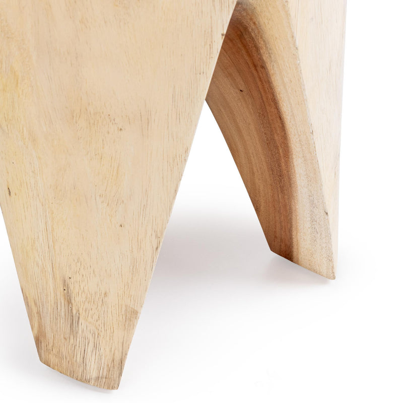 Classic Home Vela accent table with a round wooden top and metal base, perfect for stylish living room decor.