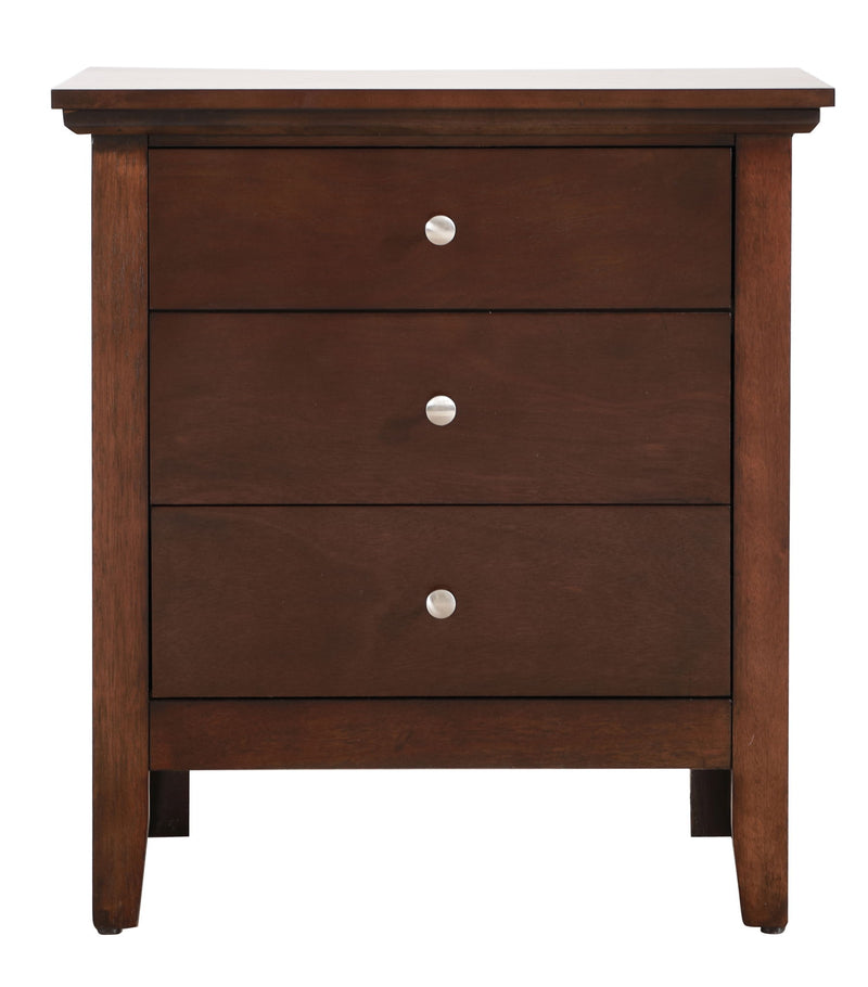 Glory Furniture Hammond cappuccino 3-drawer accent nightstand with sleek wooden finish and modern design.