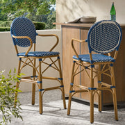 Outdoor Wicker And Aluminum French Barstools (Set of 2) - R&R Furniture Gallery (Fountain Valley, CA)