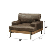 Silchester - Chair - Distress Chocolate Top Grain Leather & Oak - R&R Furniture Gallery (Fountain Valley, CA)