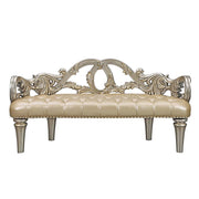 Danae - Bench - Champagne Synthetic Leather & Gold - R&R Furniture Gallery (Fountain Valley, CA)