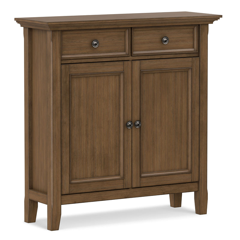 Simpli-Home Amherst storage cabinet accent furniture with wood finish and multiple compartments for versatile home storage