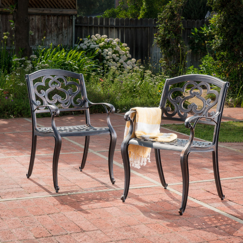 Cast Aluminum Dining Chair With Hand Crafted Details - Copper - R&R Furniture Gallery (Fountain Valley, CA)
