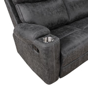 Hirah - Motion Sofa - Dark Gray Polish Microfiber - R&R Furniture Gallery (Fountain Valley, CA)