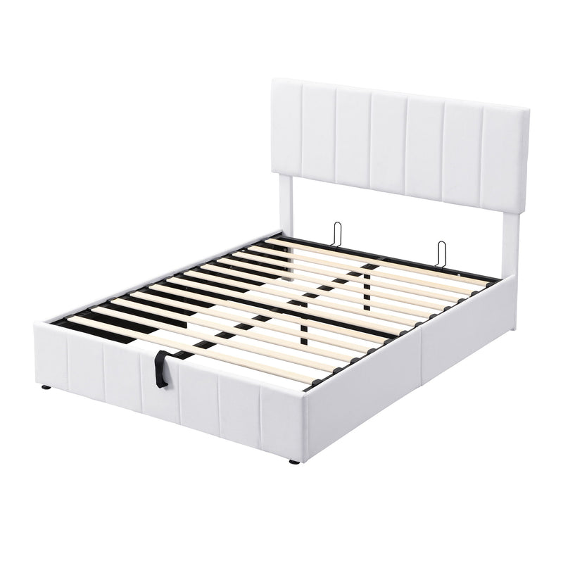 Elegant Upholstered Platform Bed With Hydraulic Storage System - R&R Furniture Gallery (Fountain Valley, CA)