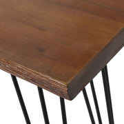Modern industrial breakfast bar table with wood veneer top and metal hairpin legs by Noble House, showcasing a natural finish.