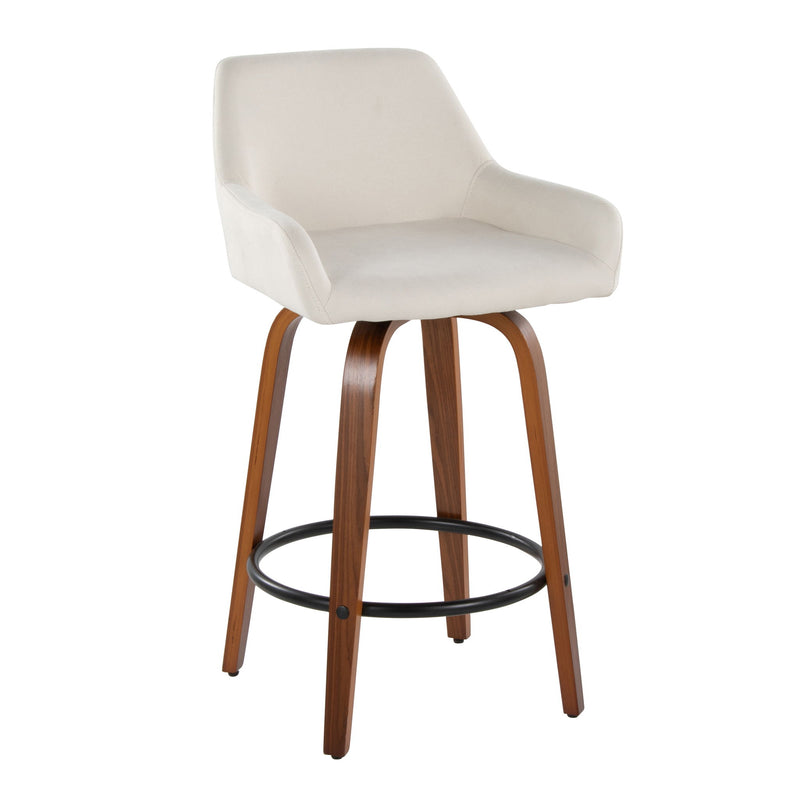 Lumi Source Daniella contemporary fixed height counter stools with swivel, round footrest, set of 2, in stylish modern design