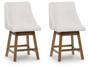 Cabalynn - Upholstered Swivel Barstool (Set of 2) - Oatmeal / Light Brown - R&R Furniture Gallery (Fountain Valley, CA)