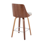 Set of two Lumi Source Gianna mid-century modern counter stools with swivel, square footrest, and fixed height.