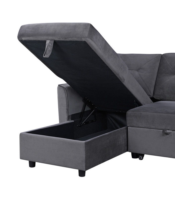 Hudson - Reversible Sleeper Sectional Sofa With Storage Chaise - Dark Gray - R&R Furniture Gallery (Fountain Valley, CA)
