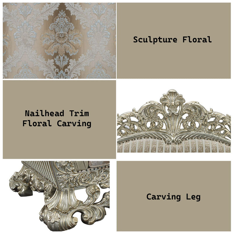 Sorina - Chair With 2 Pillows - Velvet, Fabric & Antique Gold