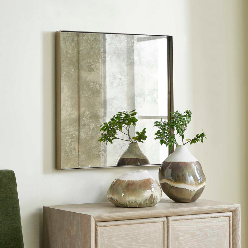 Fredric - Square Antique Mirror - Brass