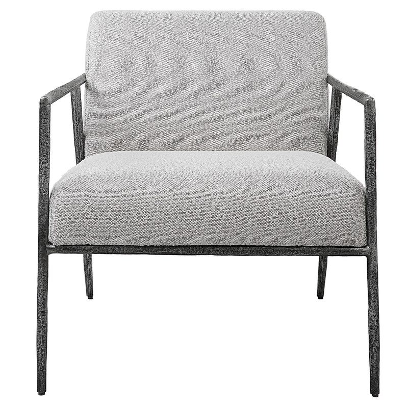 Light gray Brisbane accent chair by Uttermost with sleek modern design and plush upholstery for stylish seating.