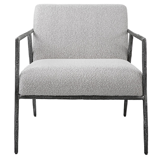 Light gray Brisbane accent chair by Uttermost with sleek modern design and plush upholstery for stylish seating.