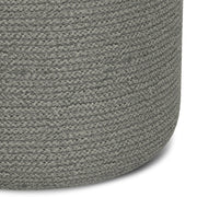 Simpli-Home Serena round braided pouf, handcrafted accent pouf with woven design and soft fabric for stylish seating.