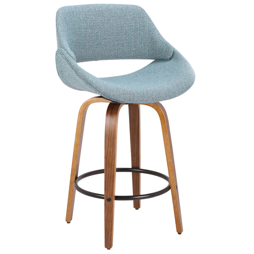 Lumi Source Fabrico mid-century modern counter stool with inviting design, 24-27 inch height, featuring wooden legs and cushioned seat