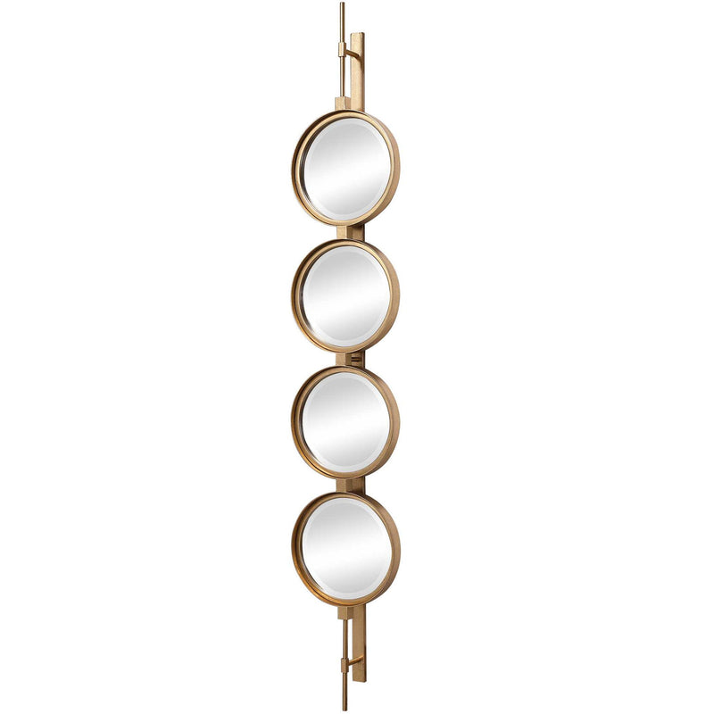 Uttermost wall mirror with a polished button-style frame, reflecting modern minimalist design for stylish wall decor.