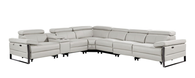 1246 - 7-Piece L-Shaped Modular Power Reclining Sectional With 3 Power Recliners And Power Headrests