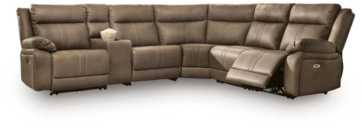 Signature Design by Ashley Max-Momentum reclining sectional with plush fabric, featuring multiple seats and built-in reclining mechanisms.