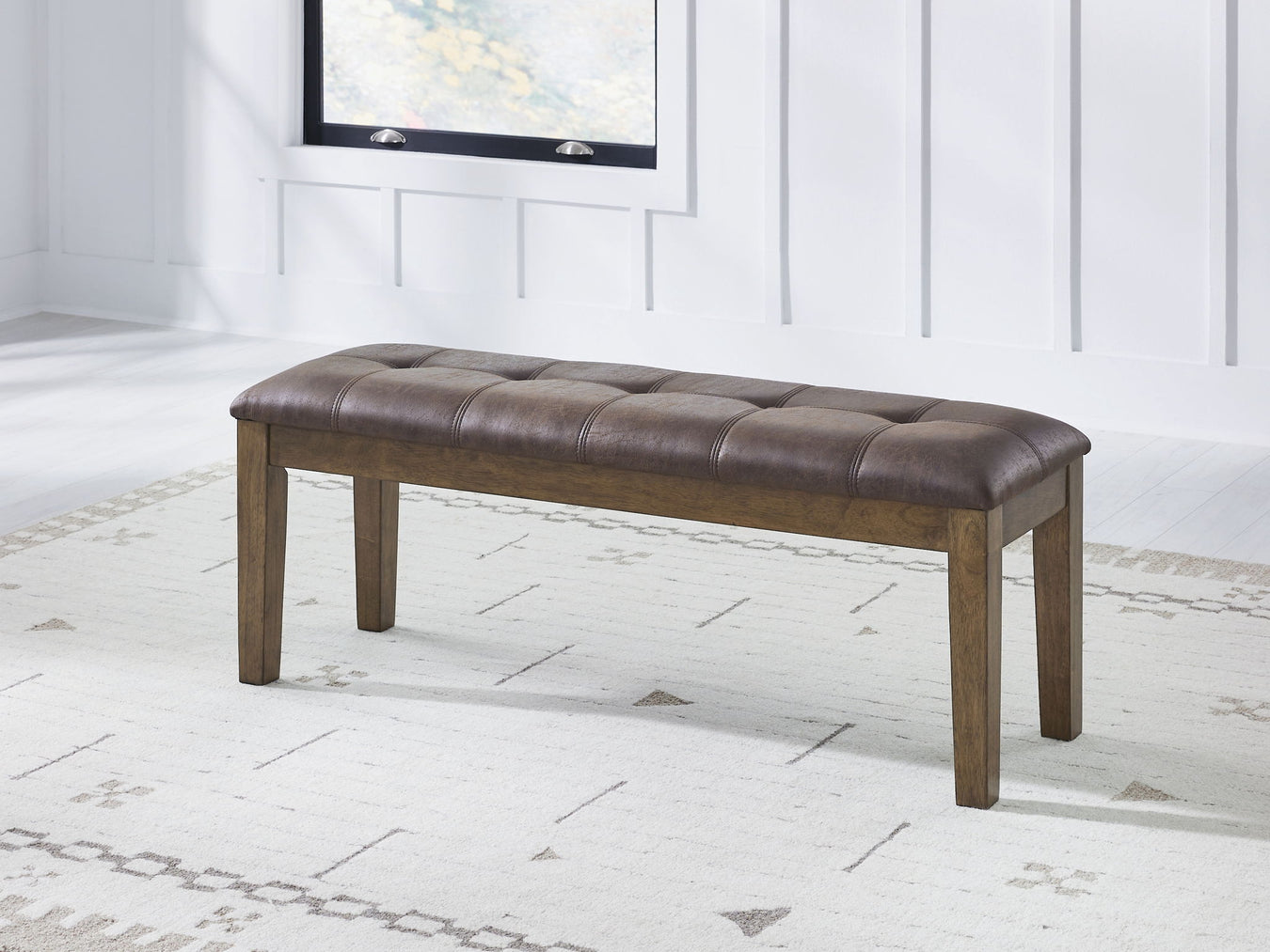 Urbinforte - Large Upholstered Dining Room Bench - Light Brown - R&R Furniture Gallery (Fountain Valley, CA)