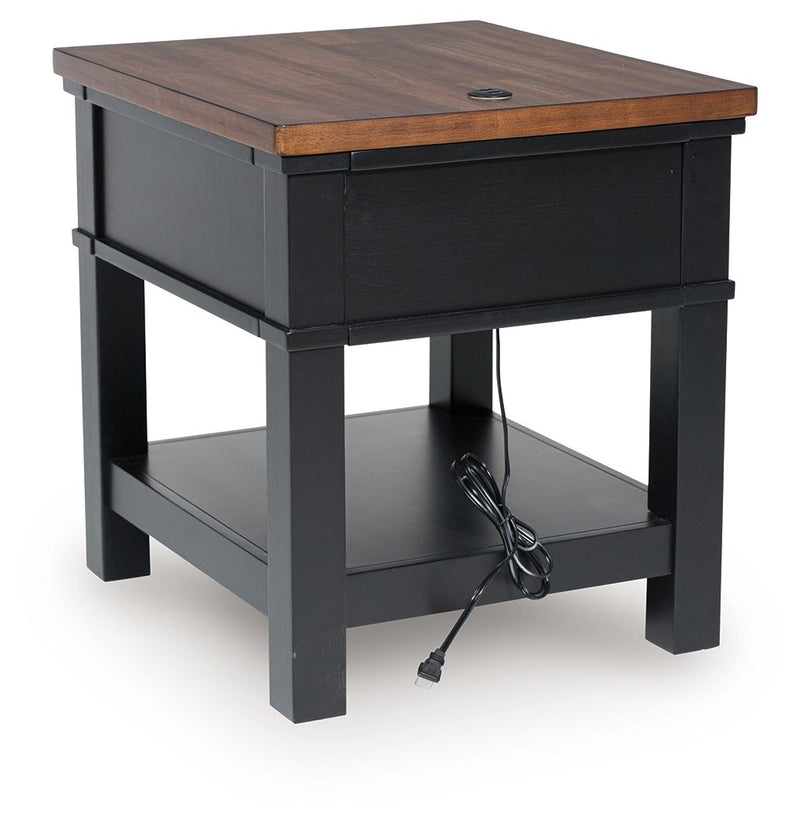 Wildenauer - Rectangular End Table - Brown / Black - R&R Furniture Gallery (Fountain Valley, CA)