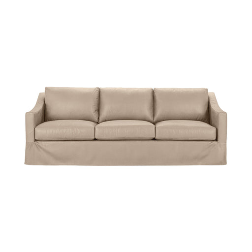 Classic Home Kipton upholstered stationary sofa with plush fabric and cushioned backrest in a modern living room setting.