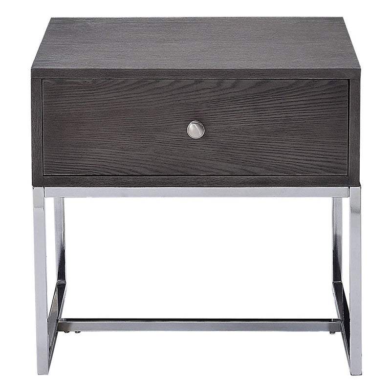 Iban - End Table - Gray Oak & Chrome - R&R Furniture Gallery (Fountain Valley, CA)